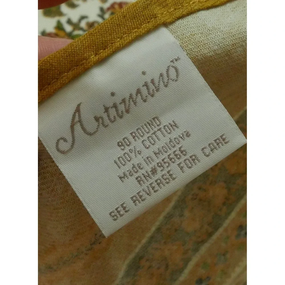 Artimino 85 Inch Round Cotton Tablecloth Paisley Floral Mustard French Country
